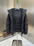 LV Dark Grey Hooded Quilted Puffer Coat — front