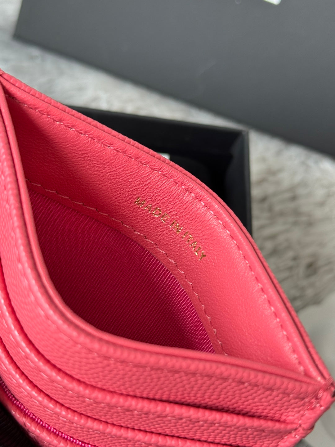 Chanel 25S Card Holder 11 in Watermelon Caviar Gold Hardware