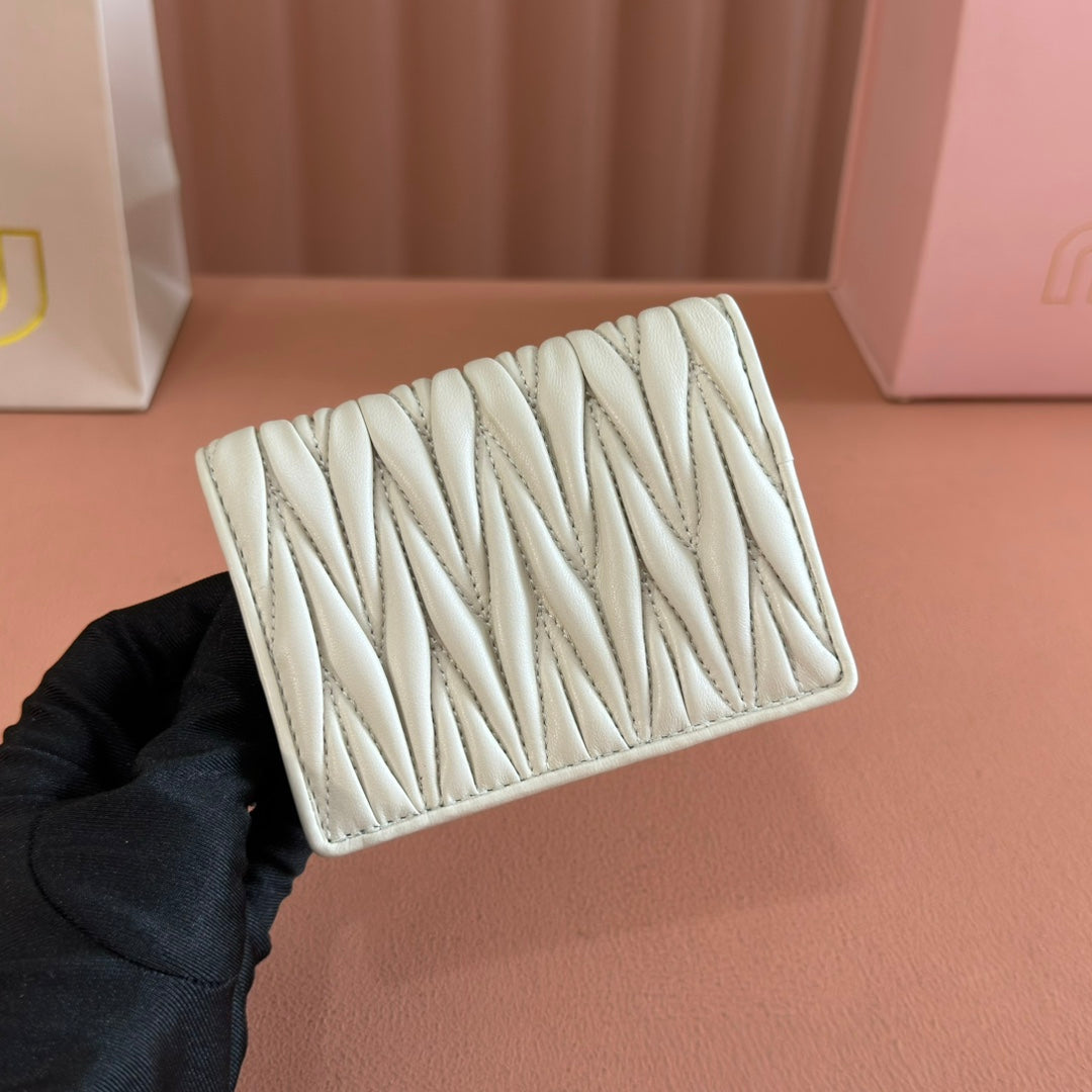 Small Matelassé Nappa Leather Wallet White