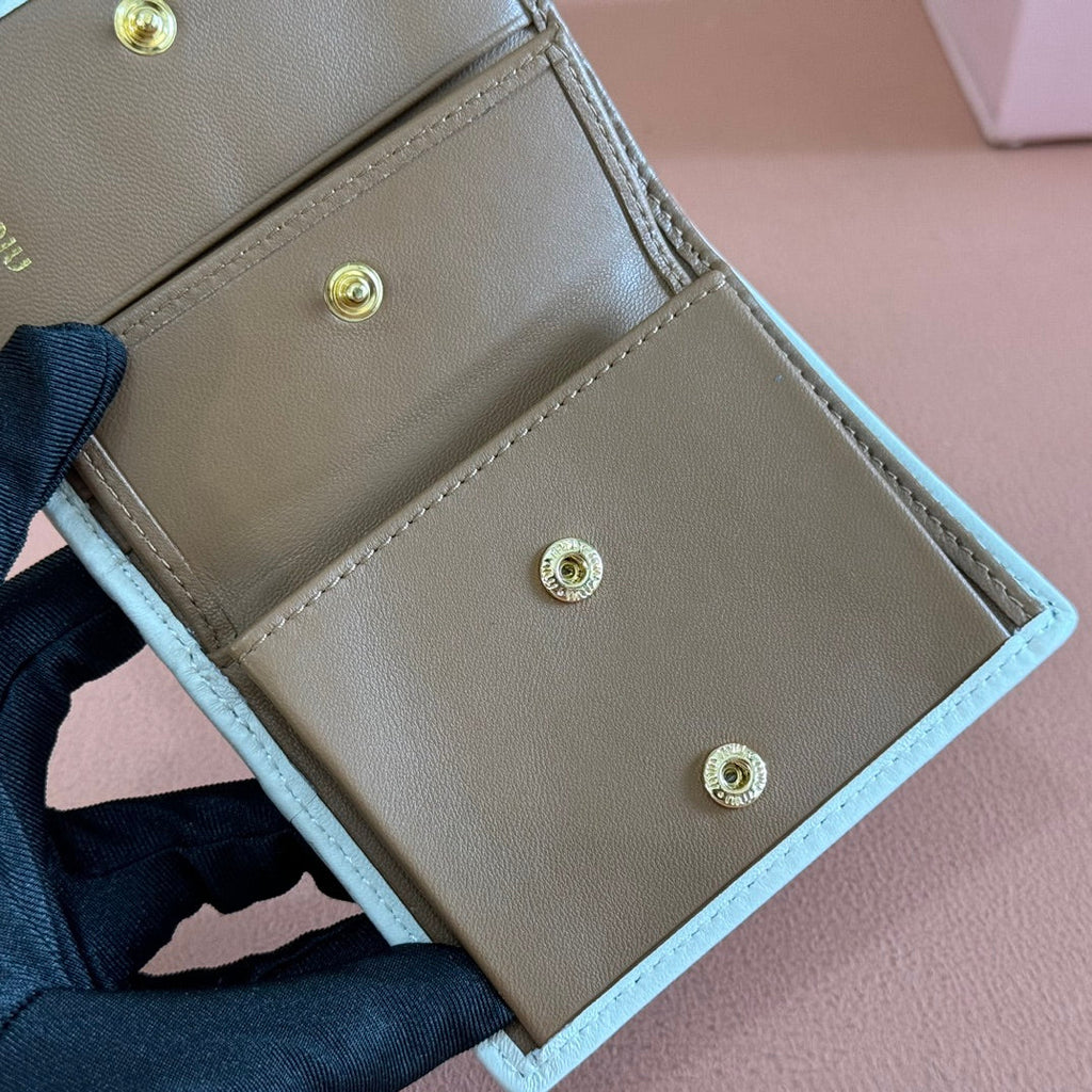 Small Matelassé Nappa Leather Wallet Brown