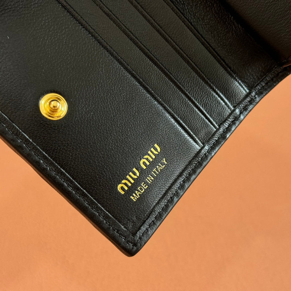 Small Matelassé Nappa Leather Wallet Black