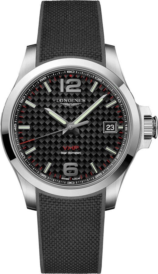 Longines Conquest V.H.P. Black Rubber Strap Men's Watch L3.716.4.66.9