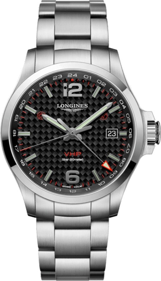 Longines Conquest V.H.P. GMT Black Carbon Men's Watch L3.728.4.66.6