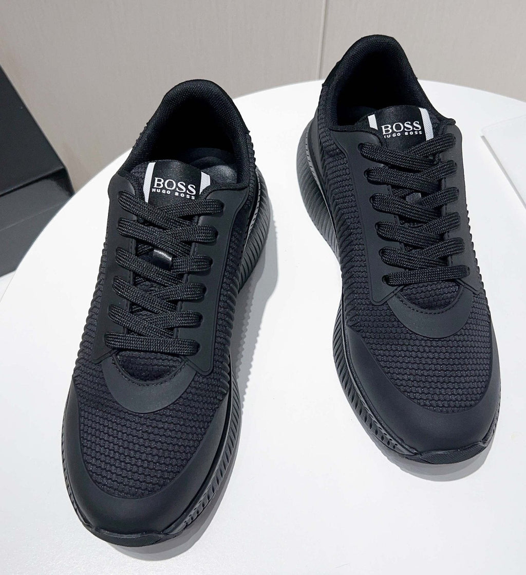 Hugo Boss Black Knit Sneakers — front