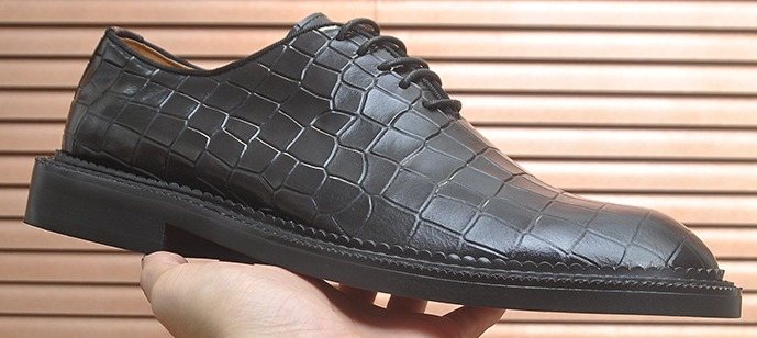 Christian Louboutin Black Embossed Lace-Up Dress Shoes — front