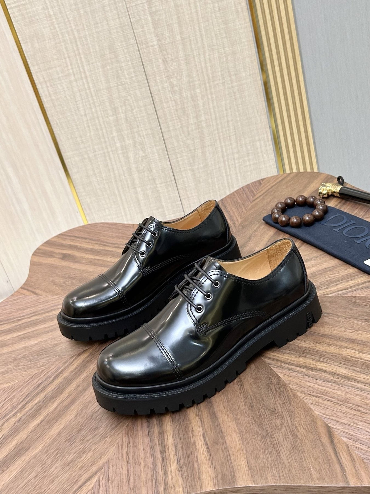 Dior Lug Sole Lace-Up Dress Shoes — front