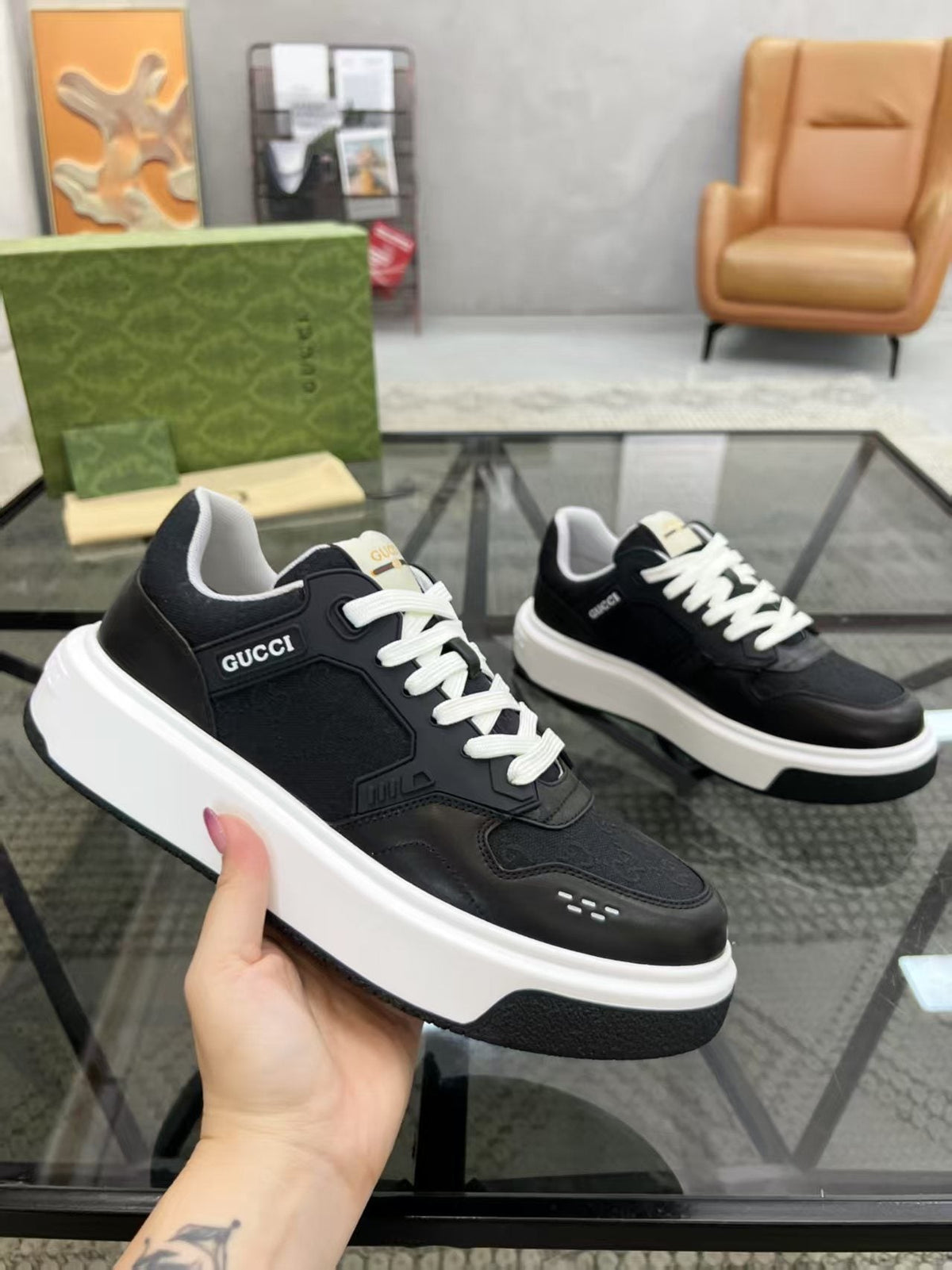 Gucci Monogram Low-Top Sneakers — side