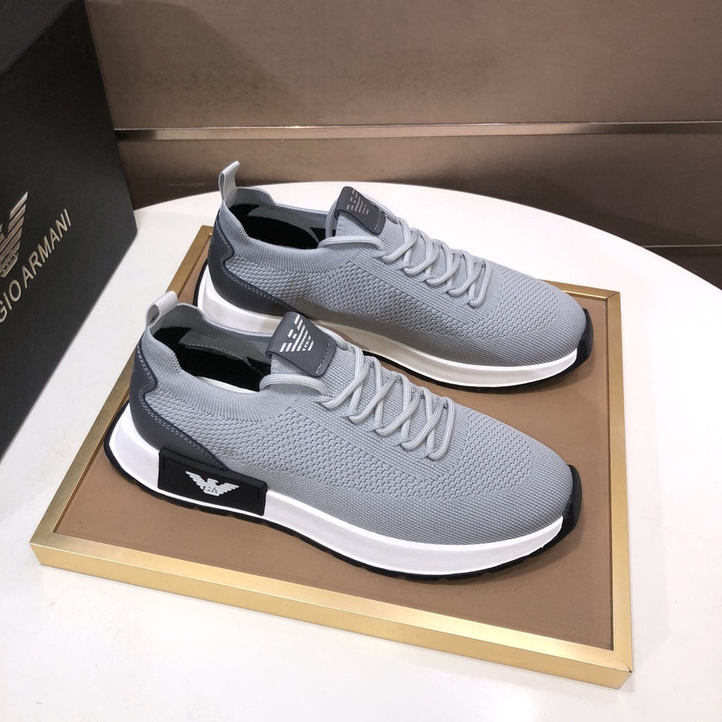 Giorgio Armani Knit Lace-Up Sneakers — front