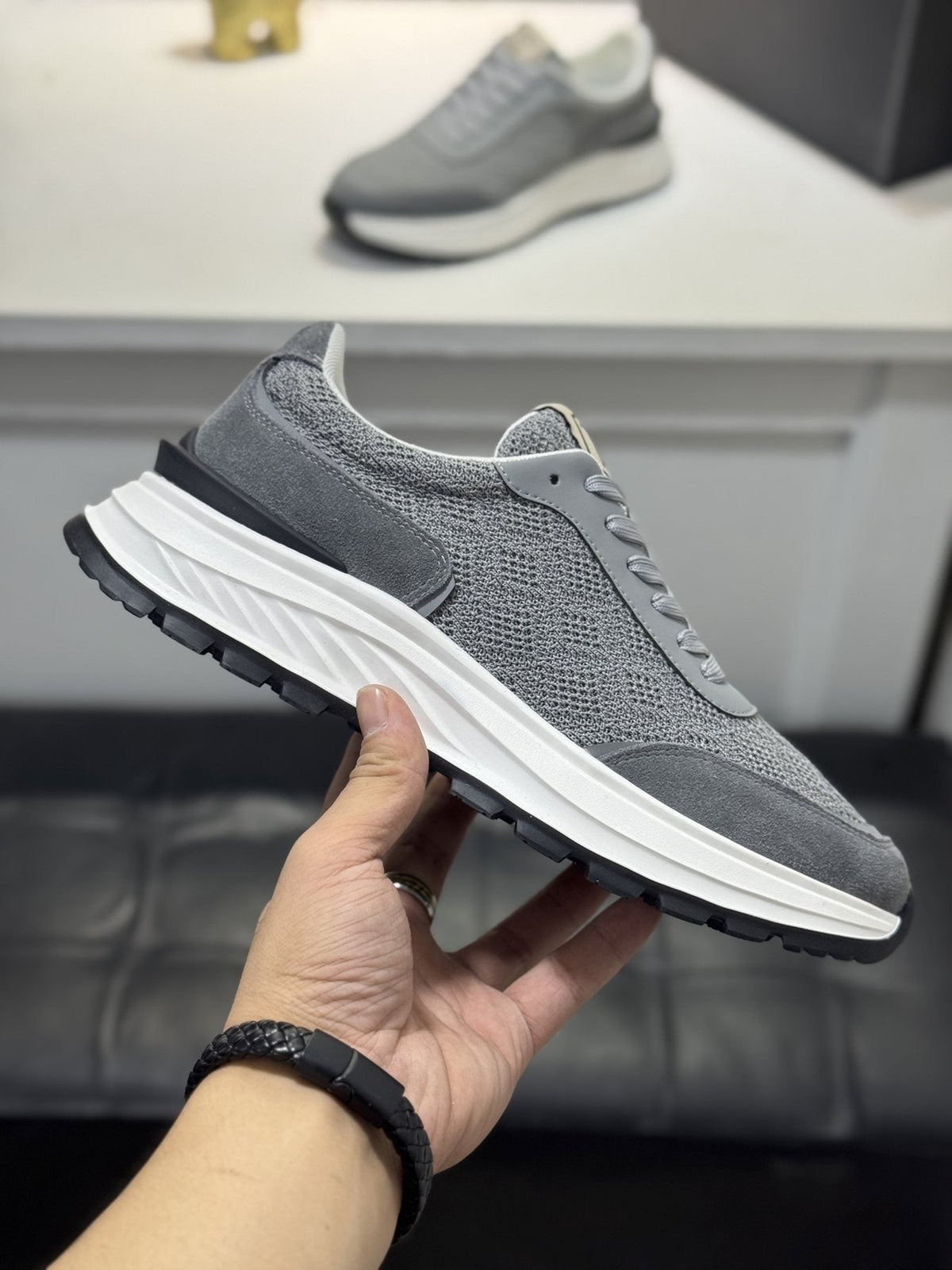 Zegna Knit Lace-Up Sneakers — side