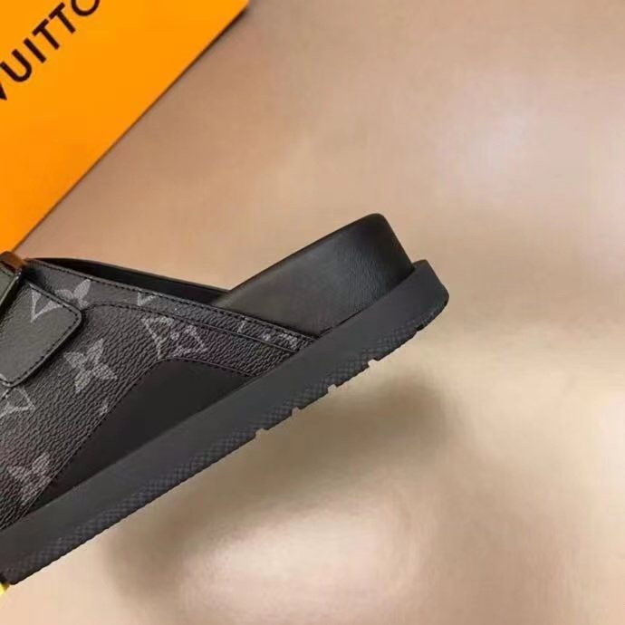 Louis Vuitton Monogram Buckle Slide Sandals — detail
