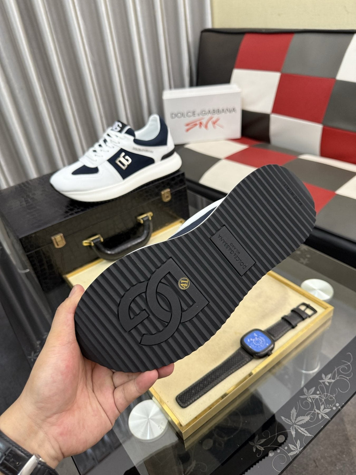 Dolce & Gabbana Metallic DG Logo Low-Top Sneakers — back