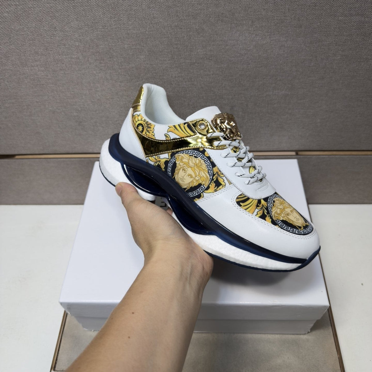Versace Gold-Panel Low-Top Sneakers — model