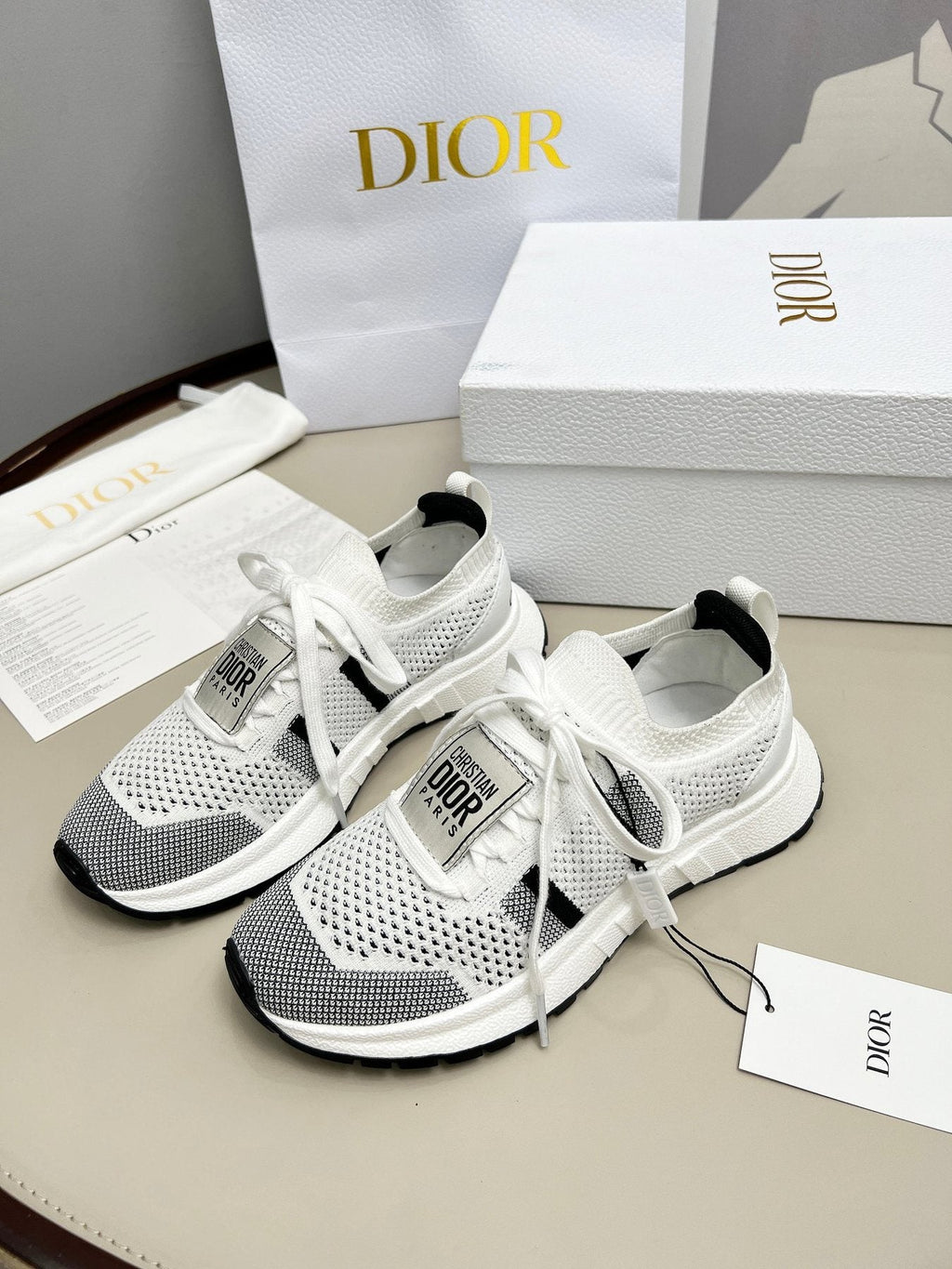 Dior Knit Lace-Up Sneakers — front