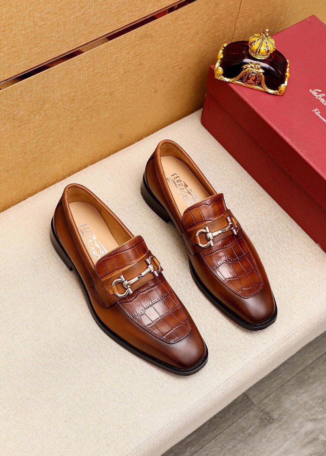 Ferragamo Embossed Bit Loafers — front