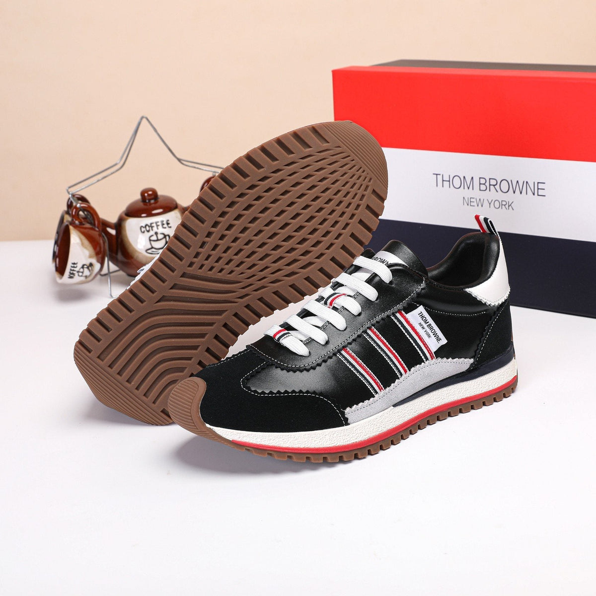 Thom Browne Low-Top Leather Sneakers — side