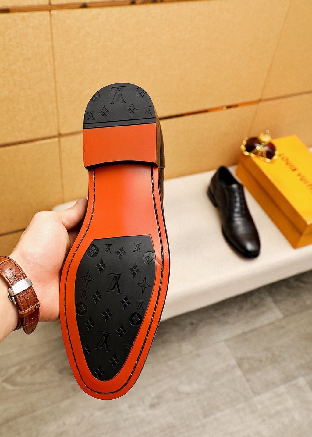 Louis Vuitton Black Embossed Lace-Up Dress Shoes — hero