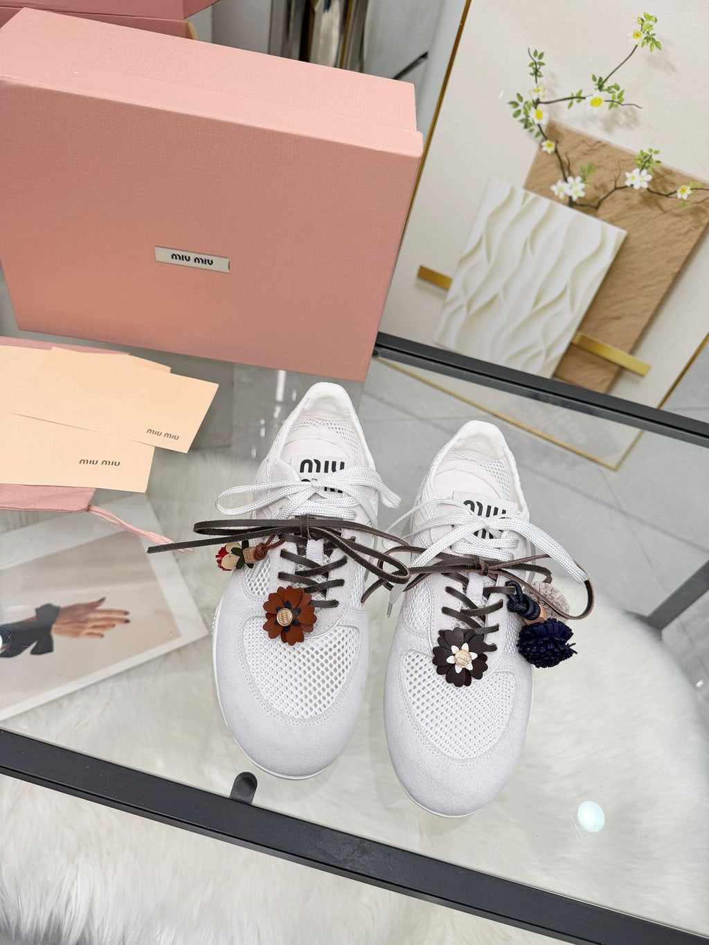 Miu Miu Floral Charm Sneakers — front
